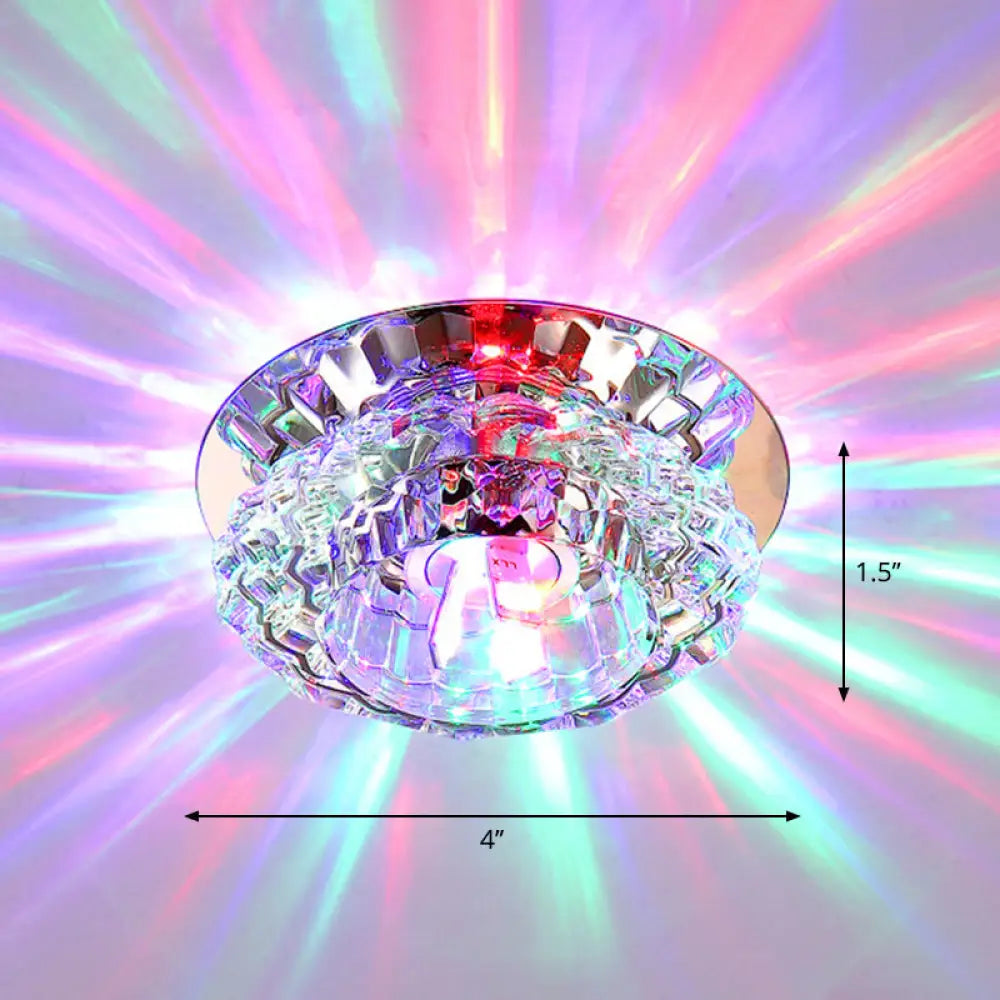 Modern Led Flush Ceiling Light – Clear Crystal Floral Design For Entryway / Multi Color