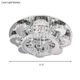 Modern Led Flush Ceiling Light: Floral - Like Crystal Mount In Chrome For Living Room -