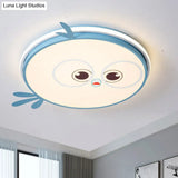 Modern Led Flush Ceiling Light For Kid’s Room With Colorful Chick Face Design