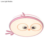 Modern Led Flush Ceiling Light For Kid’s Room With Colorful Chick Face Design