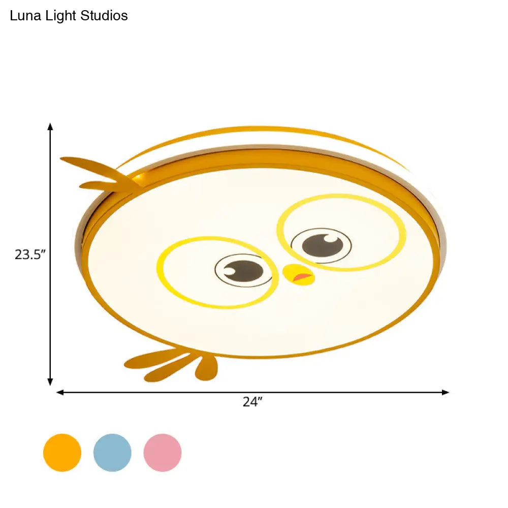 Modern Led Flush Ceiling Light For Kid’s Room With Colorful Chick Face Design