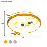Modern Led Flush Ceiling Light For Kid’s Room With Colorful Chick Face Design