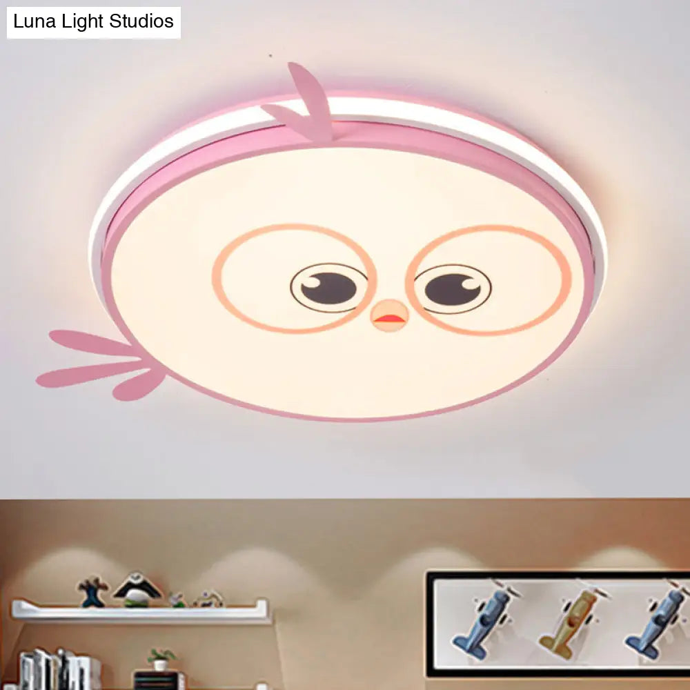 Modern Led Flush Ceiling Light For Kid’s Room With Colorful Chick Face Design