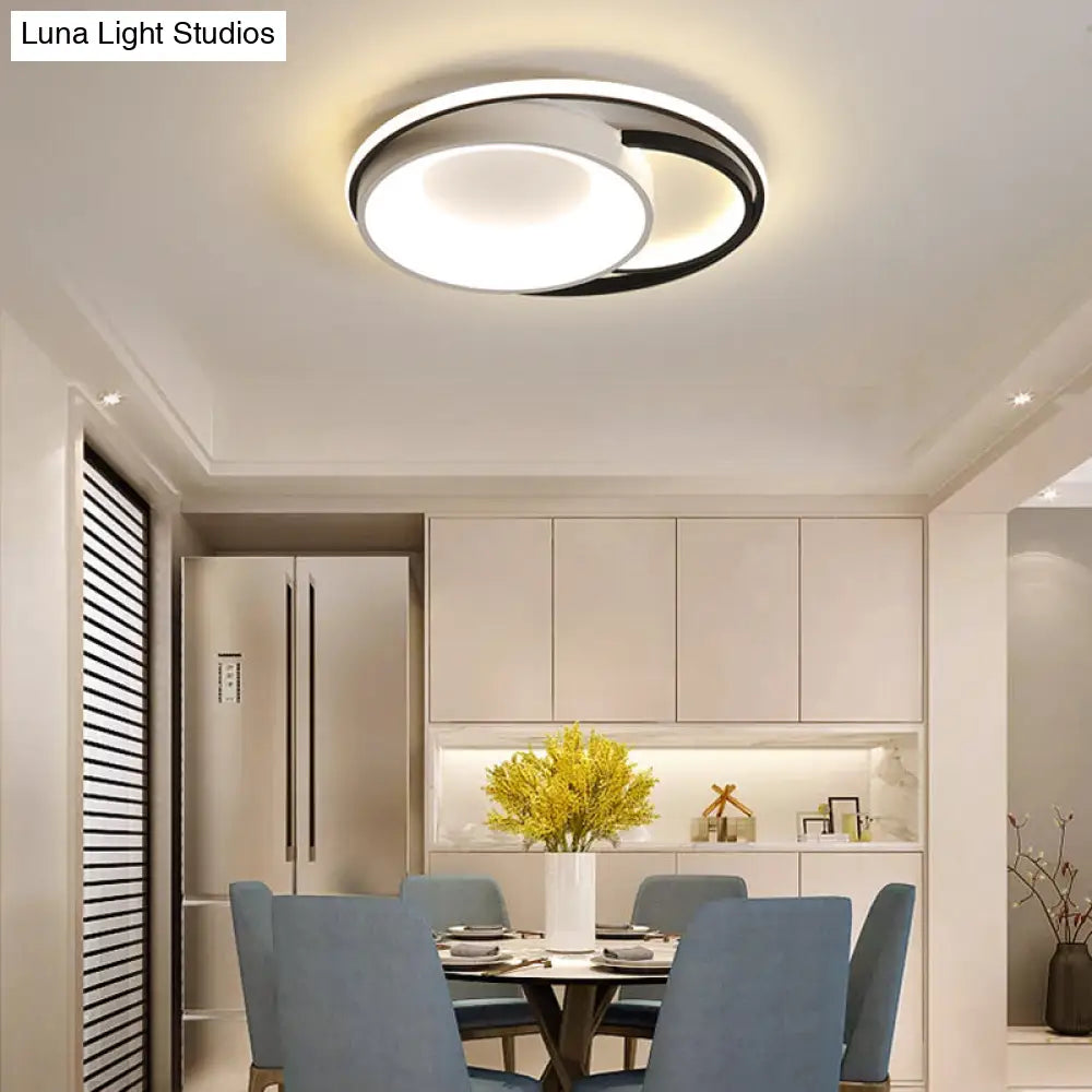 Modern Led Flush Ceiling Light In White Acrylic - Round/Square/Rectangular Shape Warm/White Mounted
