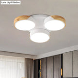 Modern Led Flush Ceiling Light - Nordic Style 3 - Drum Shade Metal Fixture In Green/White For Porch