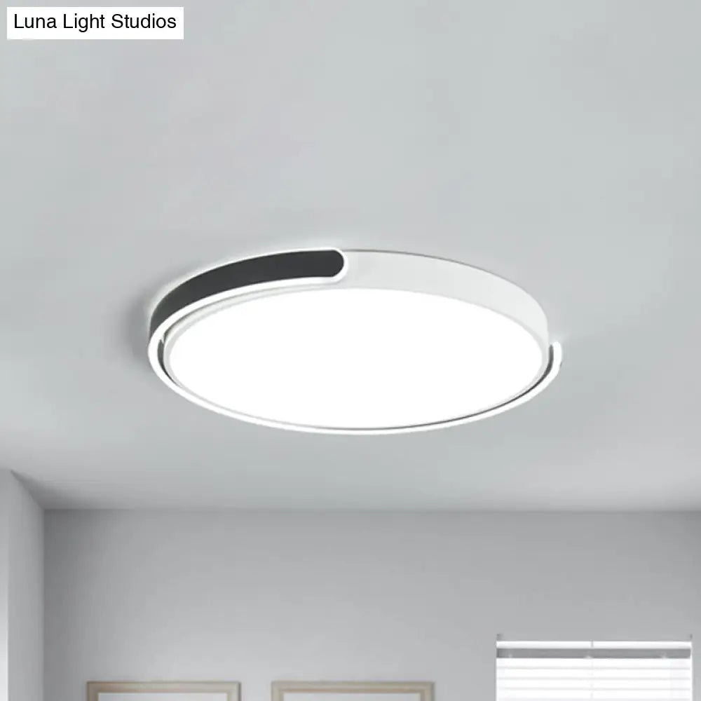 Modern Led Flush Ceiling Light With Acrylic Shade In Black/White/Champagne 15/19/23 Diameter -