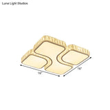 Modern Led Flush Lamp Chrome Square Ceiling Fixture - 16’/19.5’ With Crystal Rectangle Shade In