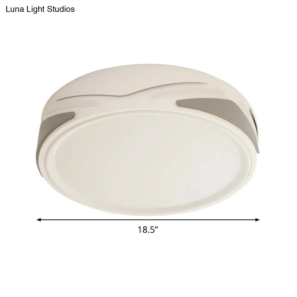 Modern Led Flush Light Fixture - 18.5’/21.5’ Wide White Ceiling Mount Round Metal Shade