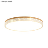Modern Led Flush Light Fixture: Wood Circle Design With Acrylic Diffuser - White/Warm
