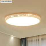 Modern Led Flush Light Fixture: Wood Circle Design With Acrylic Diffuser - White/Warm 12/16/19.5