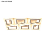 Modern Led Flush Light For Bedroom | Square/Rectangular Splicing Warm/White 16’/24.5’/37.5’ W