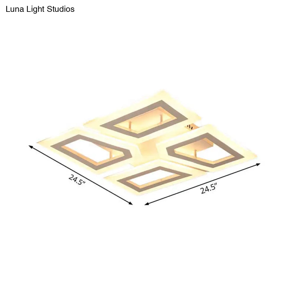 Modern Led Flush Light For Bedroom | Square/Rectangular Splicing Warm/White 16’/24.5’/37.5’ W
