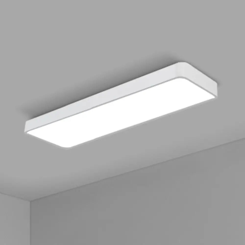 Modern Led Flush Light With Rectangular Acrylic Shade - Office Ceiling Mounted White / Large 47.5