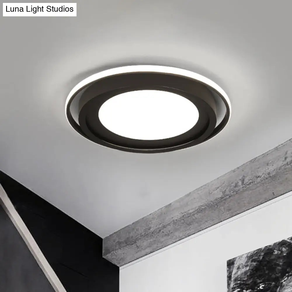 Modern Led Flush Mount Acrylic Round Lighting In White/Black For Bedroom White/Warm Light