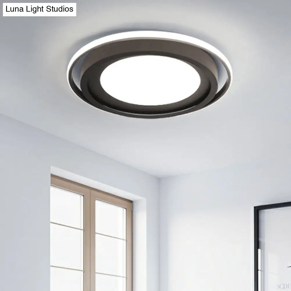 Modern Led Flush Mount Acrylic Round Lighting In White/Black For Bedroom White/Warm Light