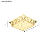 Modern Led Flush Mount Bedroom Ceiling Light With Etched Petal Design And Clear Crystal Shade