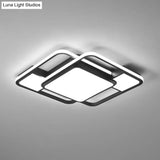 Modern Led Flush Mount Ceiling Lamp: Acrylic Black Square/Rectangle With 3 Color Light Options