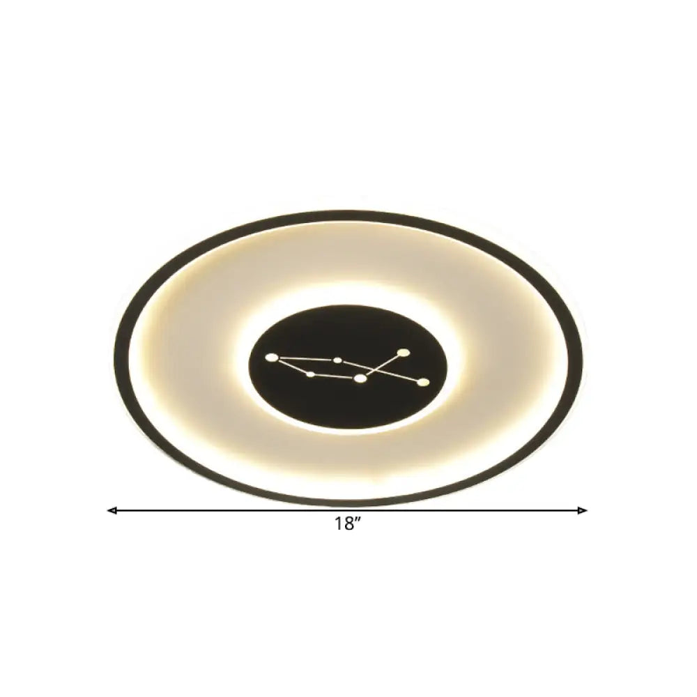 Modern Led Flush Mount Ceiling Lamp - Sleek Acrylic Design With Adjustable Light Color Black Finish