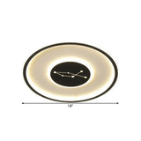 Modern Led Flush Mount Ceiling Lamp - Sleek Acrylic Design With Adjustable Light Color Black Finish