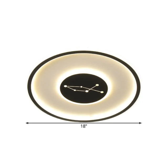 Modern Led Flush Mount Ceiling Lamp - Sleek Acrylic Design With Adjustable Light Color Black Finish