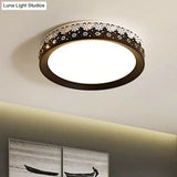 Modern Led Flush Mount Ceiling Light - Black Snowflake Pattern Acrylic Shade Warm/White
