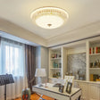 Modern Led Flush Mount Ceiling Light Clear Crystal Round Lamp With Frosted Glass Diffuser In Gold