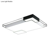 Modern Led Flush Mount Ceiling Light Fixture - Extra - Thin Acrylic Design In Black And White