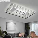 Modern Led Flush Mount Ceiling Light Fixture For Black And White Living Room - Aluminum Frame