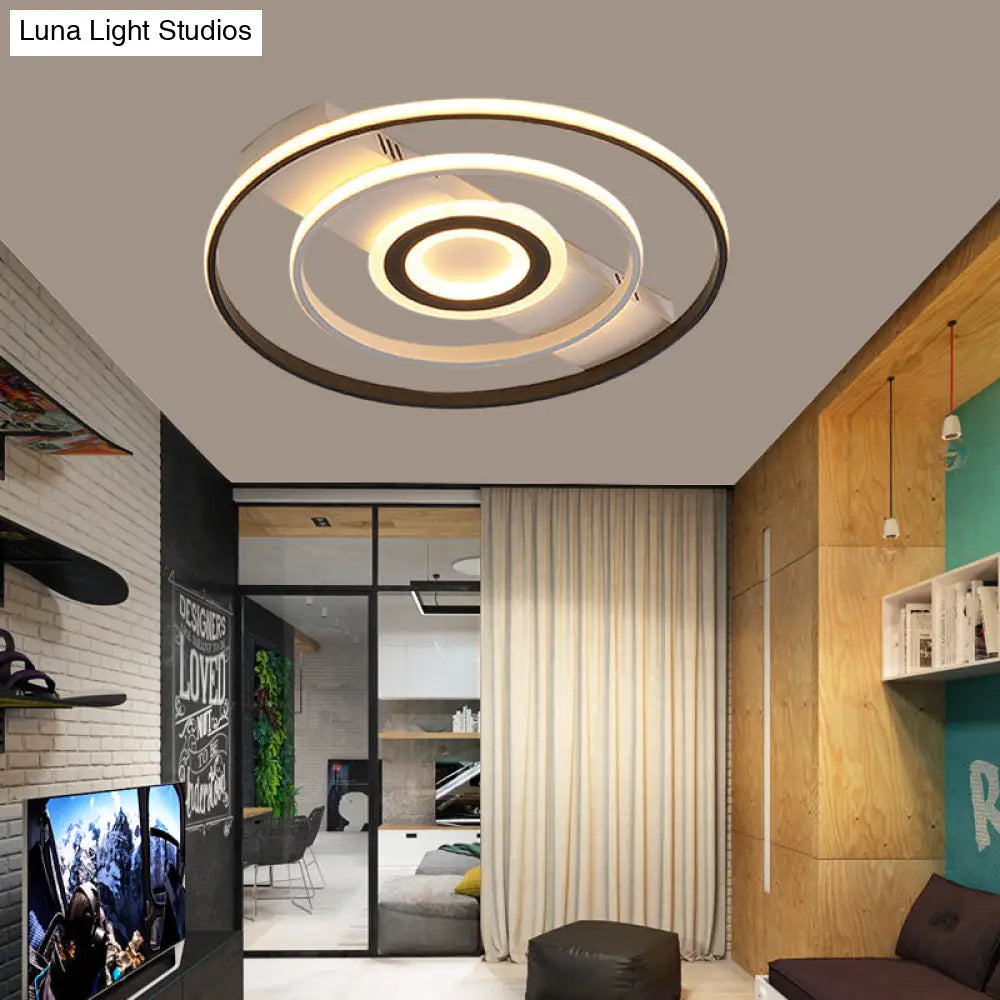 Modern Led Flush Mount Ceiling Light Fixture For Black And White Living Room - Aluminum Frame