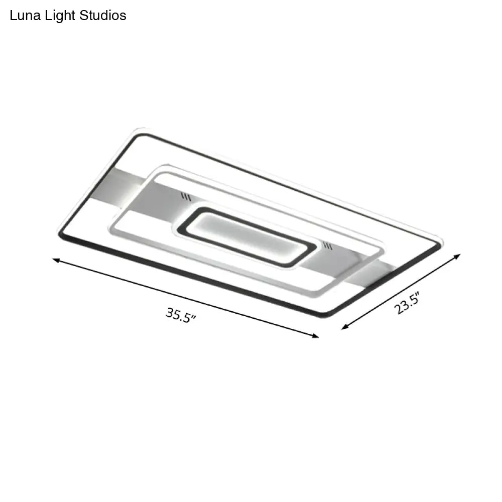 Modern Led Flush Mount Ceiling Light Fixture For Black And White Living Room - Aluminum Frame