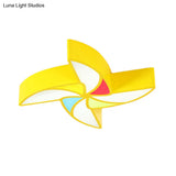 Modern Led Flush Mount Ceiling Light For Child’s Bedroom - Toy Windmill Design