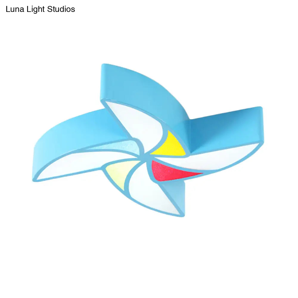 Modern Led Flush Mount Ceiling Light For Child’s Bedroom - Toy Windmill Design