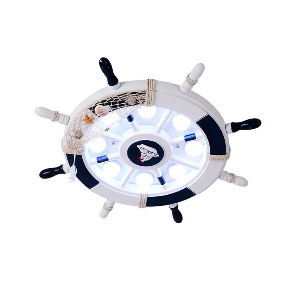 Modern Led Flush Mount Ceiling Light For Child’s Mediterranean - Style Bedroom Blue / White