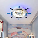 Modern Led Flush Mount Ceiling Light For Child’s Mediterranean - Style Bedroom Blue / White
