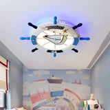 Modern Led Flush Mount Ceiling Light For Child’s Mediterranean - Style Bedroom Blue / White