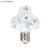 Modern Led Flush Mount Ceiling Light For Porch - Morning Glory Clear Crystal Design