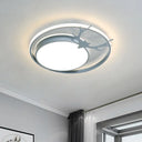 Modern Led Flush Mount Ceiling Light - Grey/Gold With Antler Design Grey