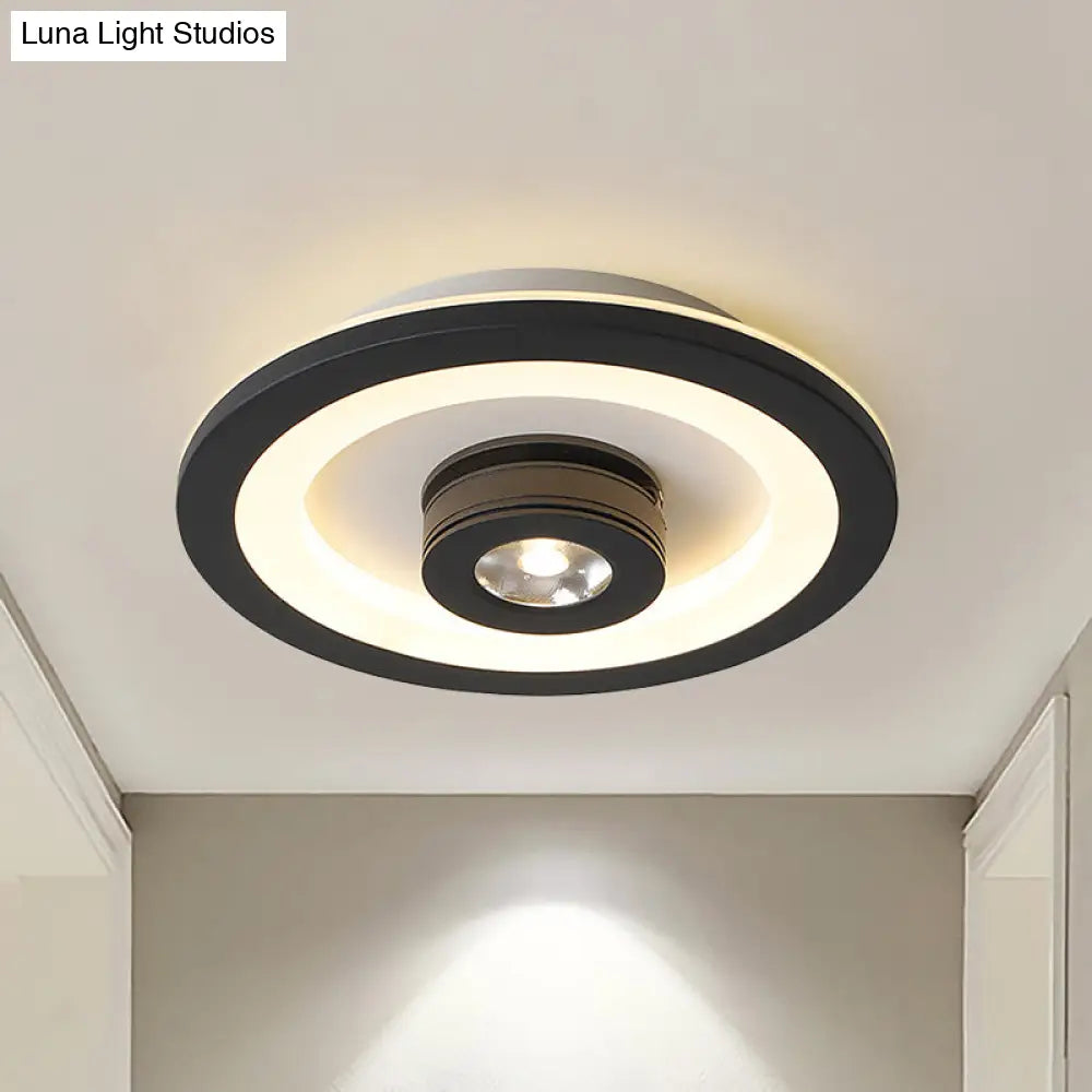 Modern Led Flush Mount Ceiling Light In Acrylic Square/Round Shape - Warm/White Black Or White