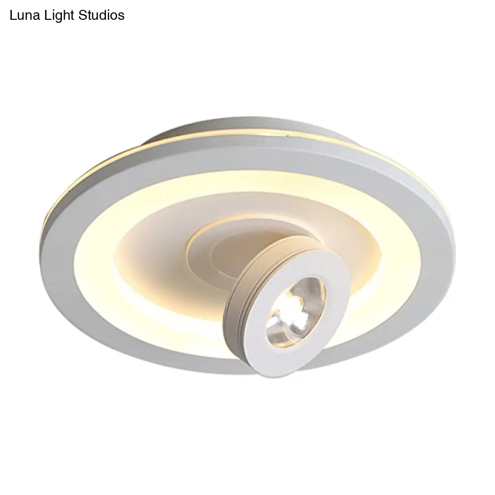 Modern Led Flush Mount Ceiling Light In Acrylic Square/Round Shape - Warm/White Black Or White