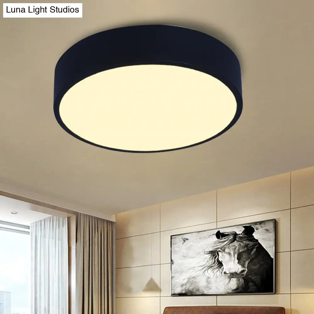 Modern Led Flush Mount Ceiling Light In Pink/Black/White With Acrylic Shade - 12’/16’ Diameter