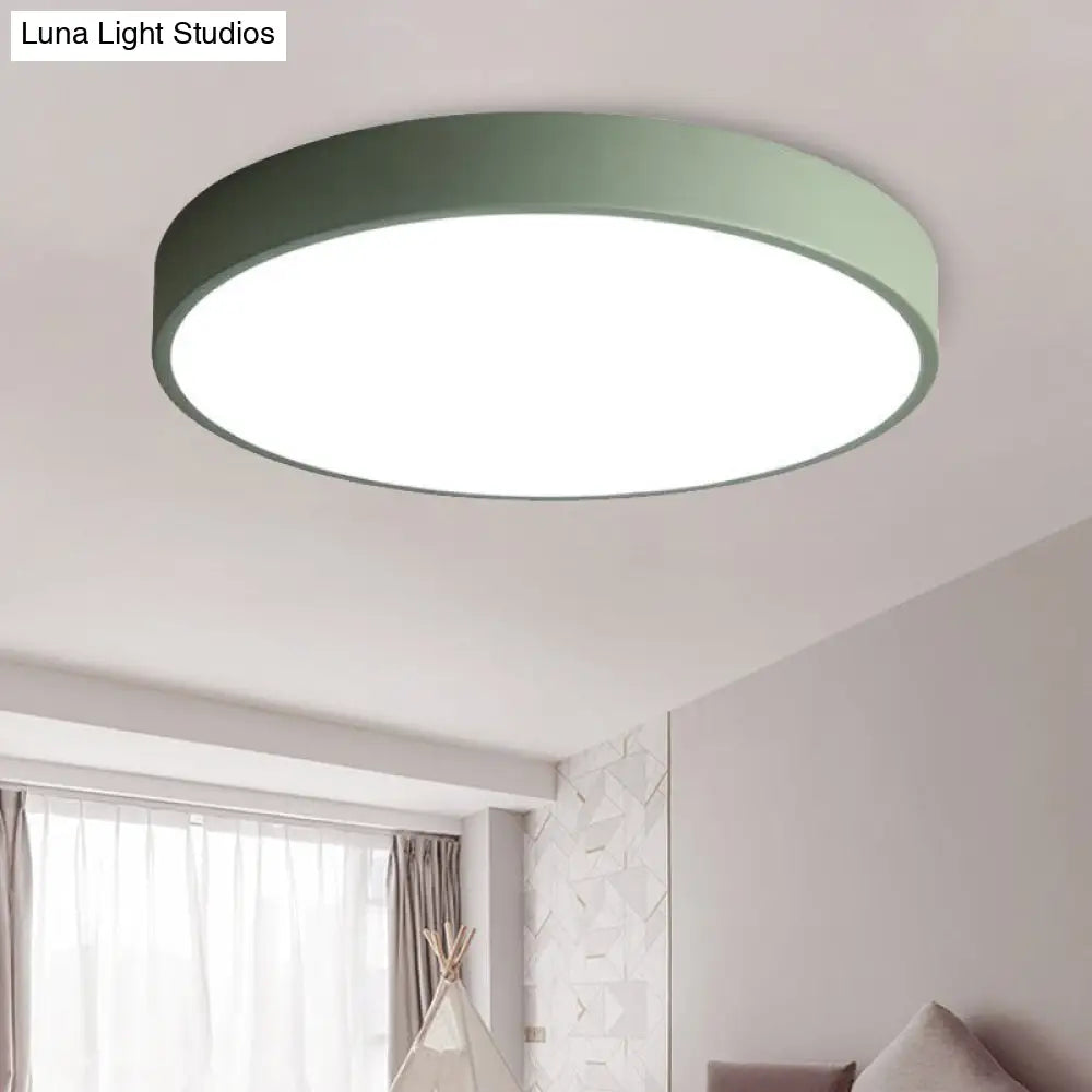 Modern Led Flush Mount Ceiling Light In Pink/Black/White With Acrylic Shade - 12’/16’ Diameter