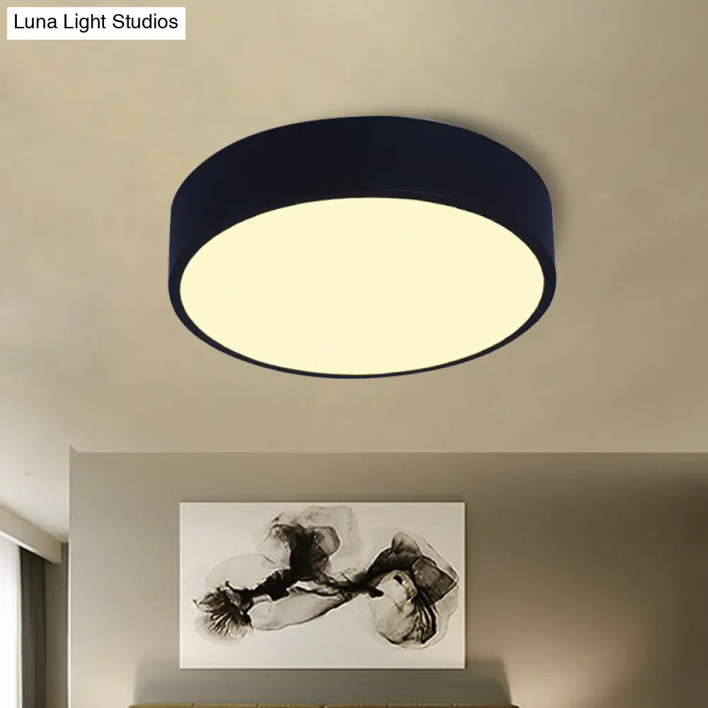 Modern Led Flush Mount Ceiling Light In Pink/Black/White With Acrylic Shade - 12’/16’ Diameter