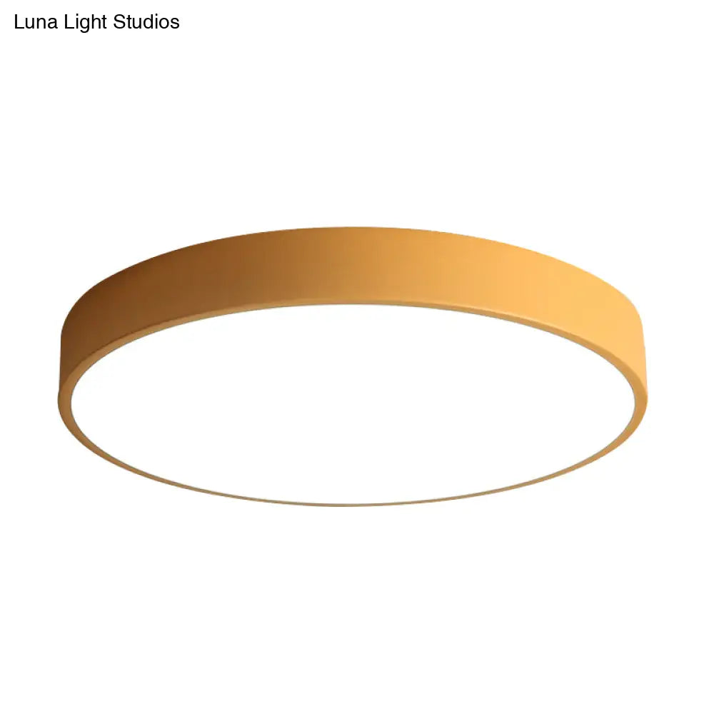 Modern Led Flush Mount Ceiling Light In Pink/Black/White With Acrylic Shade - 12’/16’ Diameter