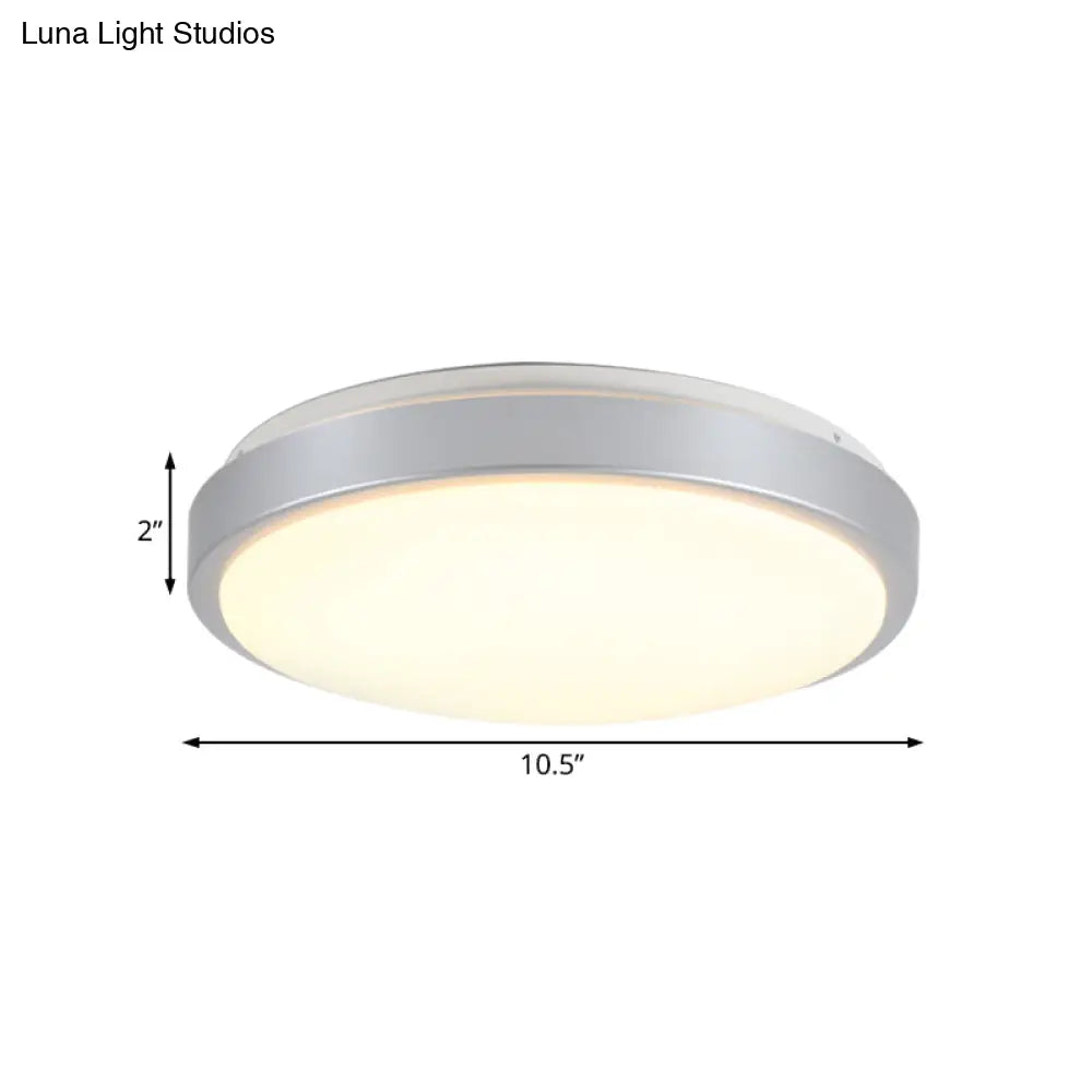 Modern Led Flush Mount Ceiling Light In Silver With Acrylic Shade Available 3 Sizes And Warm/White