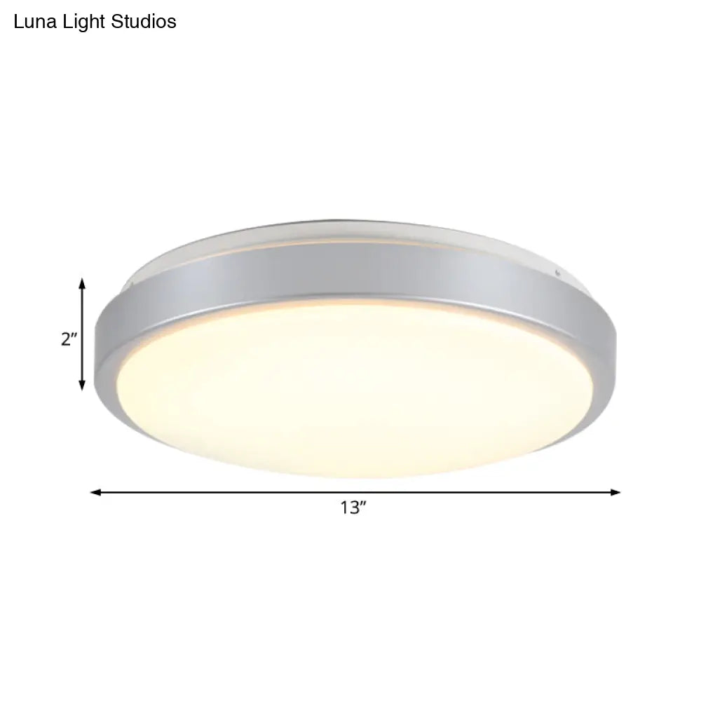 Modern Led Flush Mount Ceiling Light In Silver With Acrylic Shade Available 3 Sizes And Warm/White