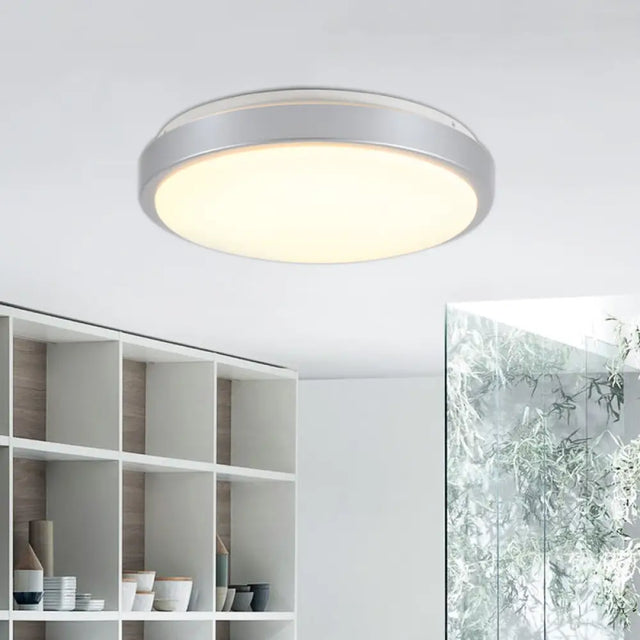 Modern Led Flush Mount Ceiling Light In Silver With Acrylic Shade Available 3 Sizes And Warm/White