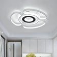 Modern Led Flush Mount Ceiling Light In White For Bedroom With Warm/White And Acrylic Arc - Loop