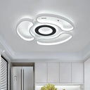 Modern Led Flush Mount Ceiling Light In White For Bedroom With Warm/White And Acrylic Arc - Loop