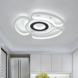Modern Led Flush Mount Ceiling Light In White For Bedroom With Warm/White And Acrylic Arc - Loop