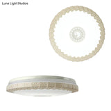 Modern Led Flush Mount Ceiling Light With Acrylic Shade In White/Blue/Gold Crackle Finish - Bedroom